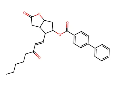 (3aR,4R,5R,6aS)-2-Oxo-4-((E)-3-oxooct-1-en-1-yl)hexahydro-2H-cyclopenta[b]furan-5-yl [1,1'-biphenyl]-4-carboxylate structure