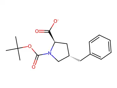 (2S,4R)-4-benzyl-1-(tert-butoxycarbonyl)pyrrolidine-2-carboxylic acid structure
