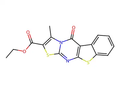5H-(1)Benzothieno(2,3-d)thiazolo(3,2-a)pyrimidine-2-carboxylic acid, 3-methyl-5-oxo-, ethyl ester structure