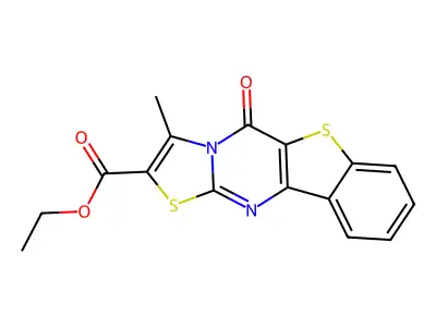 5H-(1)Benzothieno(3,2-d)thiazolo(3,2-a)pyrimidine-2-carboxylic acid, 3-methyl-5-oxo-, ethyl ester structure
