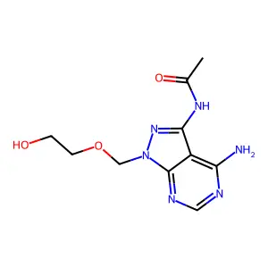 Acetamide, N-(4-amino-1-((2-hydroxyethoxy)methyl)-1H-pyrazolo(3,4-d)pyrimidin-3-yl)- structure