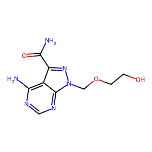 1H-Pyrazolo(3,4-d)pyrimidine-3-carboxamide, 4-amino-1-((2-hydroxyethoxy)methyl)- structure