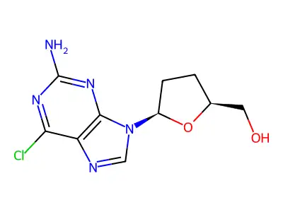 2-Amino-6-chloro-9-(2,3-dideoxy-beta-D-glycero-pentofuranosyl)-9H-purine structure