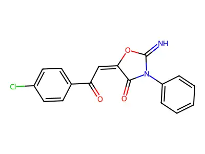 4-Oxazolidinone,5-[2-(4-chlorophenyl)-2-oxoethylidene]-2-imino-3-phenyl- structure