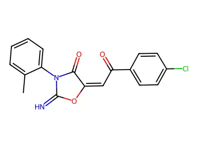 4-Oxazolidinone,5-[2-(4-chlorophenyl)-2-oxoethylidene]-2-imino-3-(2-methylphenyl)- structure