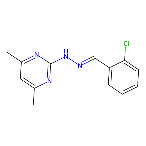 N-[(E)-(2-chlorophenyl)methylideneamino]-4,6-dimethylpyrimidin-2-amine structure