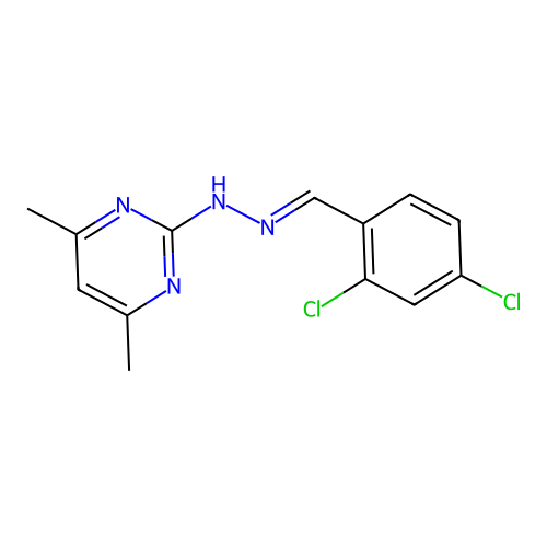 2-[(2E)-2-(2,4-dichlorobenzylidene)hydrazinyl]-4,6-dimethylpyrimidine structure