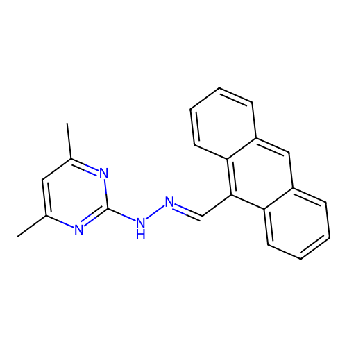 2-[(2E)-2-(anthracen-9-ylmethylidene)hydrazinyl]-4,6-dimethylpyrimidine structure
