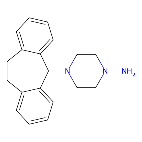 4-(10,11-Dihydro-5H-dibenzo[a,d][7]annulen-5-yl)piperazin-1-amine structure
