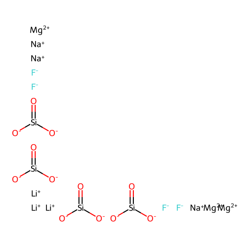 Lithium magnesium sodium fluoride silicate structure