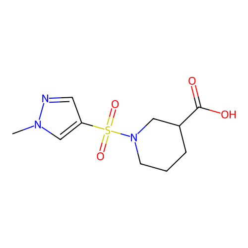 1-[(1-methyl-1H-pyrazol-4-yl)sulfonyl]piperidine-3-carboxylic acid structure