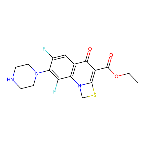 ethyl 6,8-difluoro-4-oxo-7-piperazin-1-yl-1H-[1,3]thiazeto[3,2-a]quinoline-3-carboxylate structure