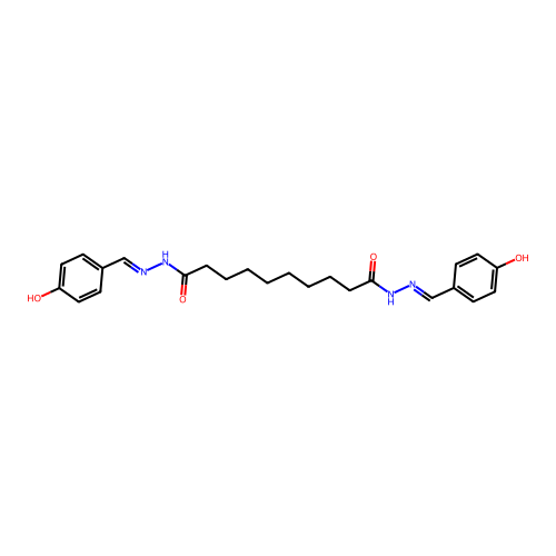 N,N'-bis[(4-hydroxyphenyl)methylideneamino]decanediamide structure
