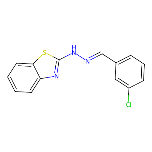 2-[(2E)-2-(3-chlorobenzylidene)hydrazinyl]-1,3-benzothiazole structure