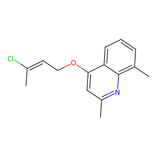 (E)-4-((3-chlorobut-2-en-1-yl)oxy)-2,8-dimethylquinoline structure
