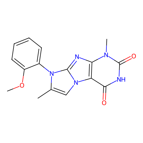 4-hydroxy-8-(2-methoxyphenyl)-1,7-dimethyl-1H-imidazo[2,1-f]purin-2(8H)-one structure