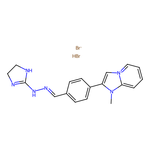 2-(4-(((4,5-Dihydro-1H-imidazol-2-yl)hydrazono)methyl)phenyl)-1-methylimidazo(1,2-a)pyridinium bromide, monohydrobromide structure