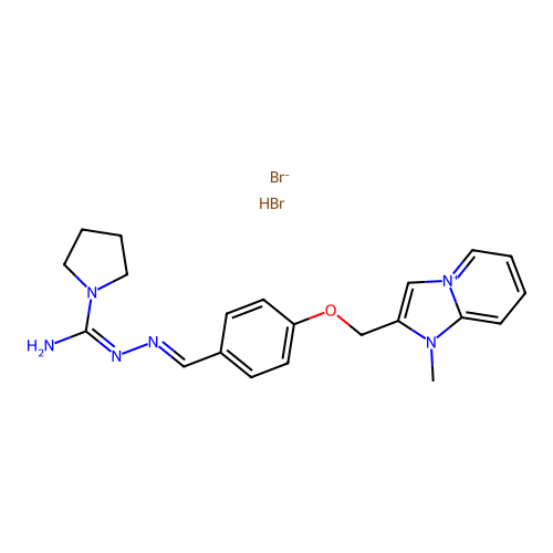 2-((4-(((Imino-1-pyrrolidinylmethyl)hydrazono)methyl)phenoxy)methyl)-1-methylimidazo(1,2-a)pyridinium bromide, monohydrobromide structure