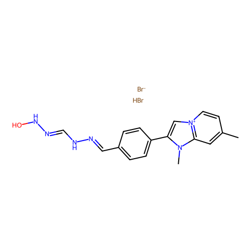2-(4-((((Hydroxyamino)iminomethyl )hydrazono)methyl)phenyl)-1,7-dimethylimidazo(1,2-a)pyridinium bromide, monohydrobromide structure