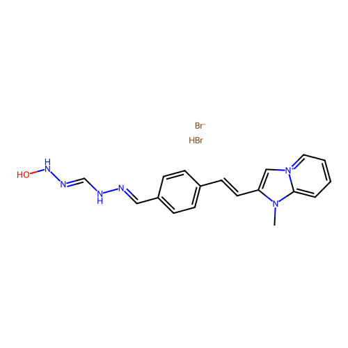 2-(2-(4-((((Hydroxyamino)iminomethyl)hydrazono)methyl)phenyl)ethenyl)-1-methylimidazo(1,2-a)pyridinium bromide, monohydrobromide structure