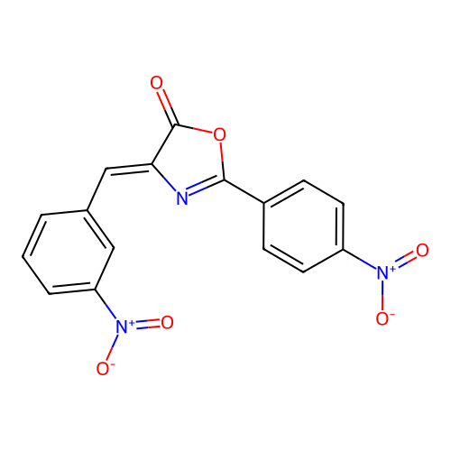 4-{3-nitrobenzylidene}-2-{4-nitrophenyl}-1,3-oxazol-5(4H)-one structure