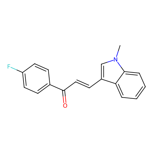 (E)-1-(4-fluorophenyl)-3-(1-methyl-1H-indol-3-yl)prop-2-en-1-one structure