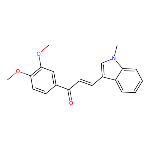 (E)-1-(3,4-dimethoxyphenyl)-3-(1-methyl-1H-indol-3-yl)prop-2-en-1-one structure