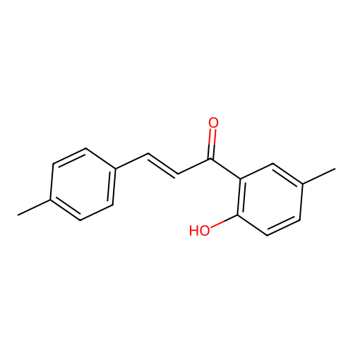 (2E)-1-(2-hydroxy-5-methylphenyl)-3-(4-methylphenyl)prop-2-en-1-one structure