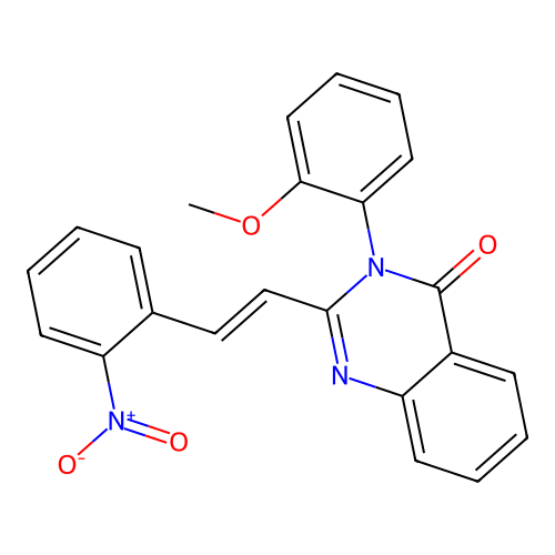 (E)-3-(2-methoxyphenyl)-2-(2-nitrostyryl)quinazolin-4(3H)-one structure