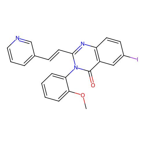 (E)-6-iodo-3-(2-methoxyphenyl)-2-(2-(pyridin-3-yl)vinyl)quinazolin-4(3H)-one structure