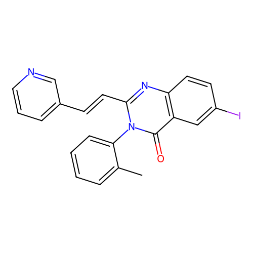 6-iodo-3-(2-methylphenyl)-2-[(E)-2-pyridin-3-ylethenyl]quinazolin-4-one structure