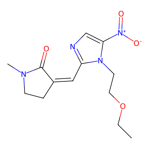 2-Pyrrolidinone, 3-((1-(2-ethoxyethyl)-5-nitro-1H-imidazol-2-yl)methylene)-1-methyl- structure