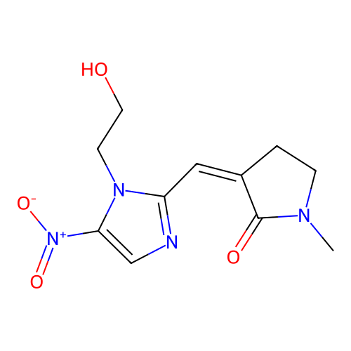 3-((1-(2-Hydroxyethyl)-5-nitro-1H-imidazol-2-yl)methylene)-1-methyl-2-pyrrolidinone structure