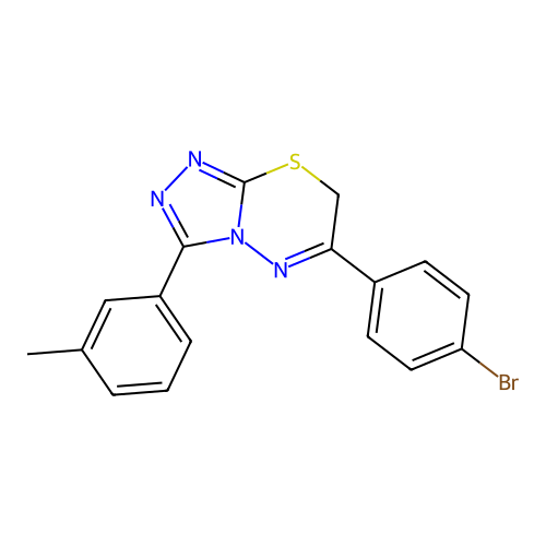 6-(4-bromophenyl)-3-(3-methylphenyl)-7H-[1,2,4]triazolo[3,4-b][1,3,4]thiadiazine structure