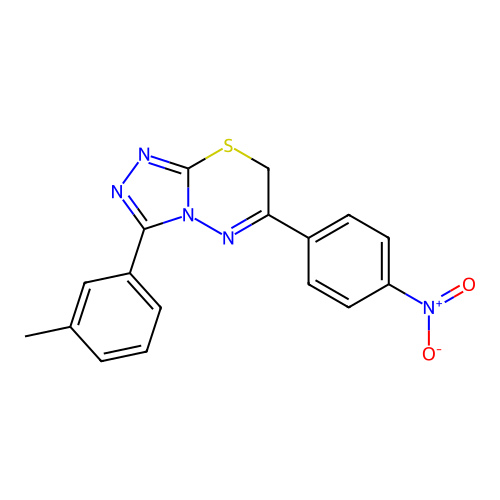3-(3-methylphenyl)-6-(4-nitrophenyl)-7H-[1,2,4]triazolo[3,4-b][1,3,4]thiadiazine structure