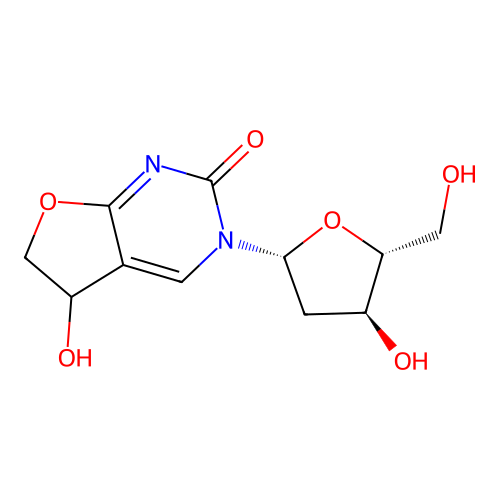 Furo(2,3-d)pyrimidin-2(3H)-one, 3-(2-deoxy-beta-D-erythro-pentofuranosyl)-5,6-dihydro-5-hydroxy- structure