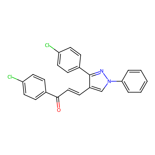 (2E)-1-(4-chlorophenyl)-3-[3-(4-chlorophenyl)-1-phenyl-1H-pyrazol-4-yl]prop-2-en-1-one structure