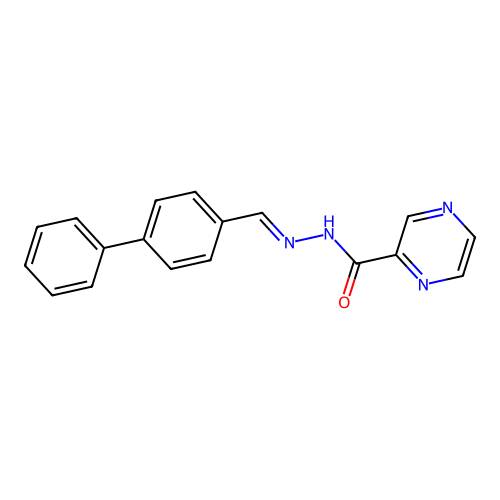 N'-[(E)-biphenyl-4-ylmethylidene]pyrazine-2-carbohydrazide structure