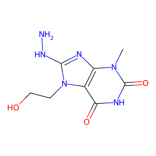 8-Hydrazino-7-(2-hydroxyethyl)-3-methyl-1,3,7-trihydropurine-2,6-dione structure