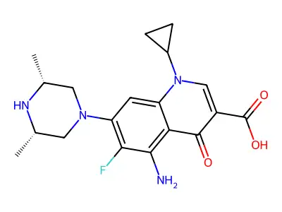 3-Quinolinecarboxylic acid, 1,4-dihydro-5-amino-1-cyclopropyl-7-(3,5-dimethyl-1-piperazinyl)-6-fluoro-4-oxo-, cis- structure