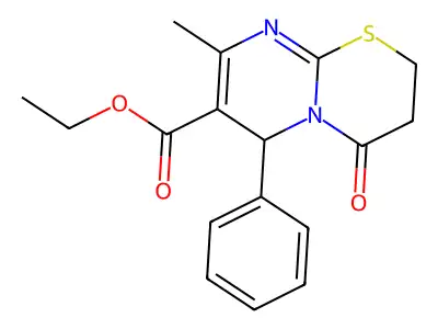 ethyl 8-methyl-4-oxo-6-phenyl-3,4-dihydro-2H,6H-pyrimido[2,1-b][1,3]thiazine-7-carboxylate structure