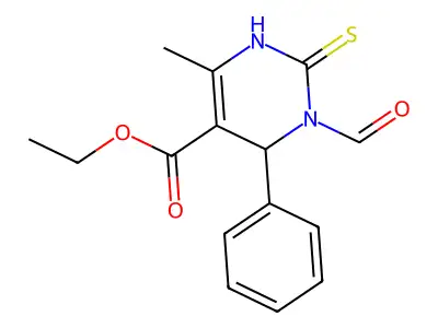 ethyl (4S)-3-formyl-6-methyl-4-phenyl-2-sulfanylidene-1,4-dihydropyrimidine-5-carboxylate structure