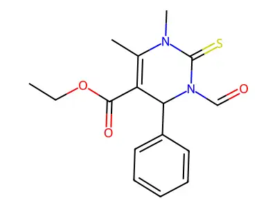 ethyl 3-formyl-1,6-dimethyl-4-phenyl-2-sulfanylidene-4H-pyrimidine-5-carboxylate structure