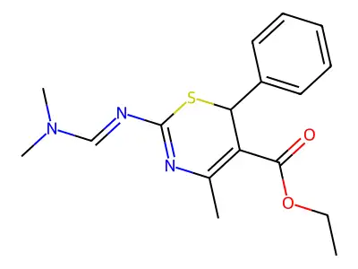 ethyl 2-{[(E)-(dimethylamino)methylidene]amino}-4-methyl-6-phenyl-6H-1,3-thiazine-5-carboxylate structure