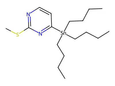 2-(Methylthio)-4-(tributylstannyl)pyrimidine structure