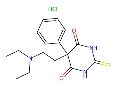 4,6(1H,5H)-Pyrimidinedione, 5-(2-(diethylamino)ethyl)dihydro-5-phenyl-2-thioxo-, monohydrochloride structure