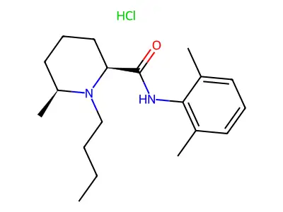 cis-1-Butyl-6-methylpipecolinic 2,6-dimethylanilide hydrochloride structure