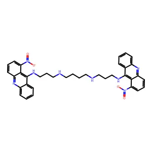 N,N'-Bis(3-((1-nitro-9-acridinyl)amino)propyl)-1,4-butanediamine structure