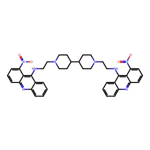 N,N'-Bis(1-nitro-9-acridinyl)-(4,4'-bipiperidine)-1,1'-diethanamine structure