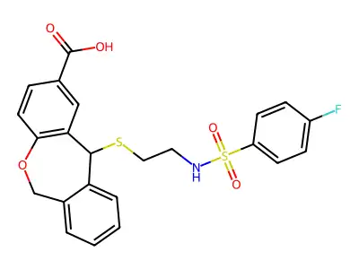 Dibenz(b,e)oxepin-2-carboxylic acid, 6,11-dihydro-11-((2-(((4-fluorophenyl)sulfonyl)amino)ethyl)thio)- structure